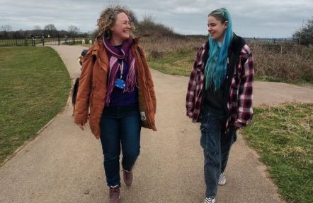 A young adult carer on a Walk and Talk with Carers Support staff member